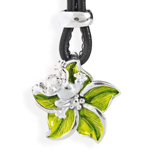 heartbreaker by Drachenfels Green Froggy Anhänger Blüte Silber mit Brandlack LD FG 37 GR