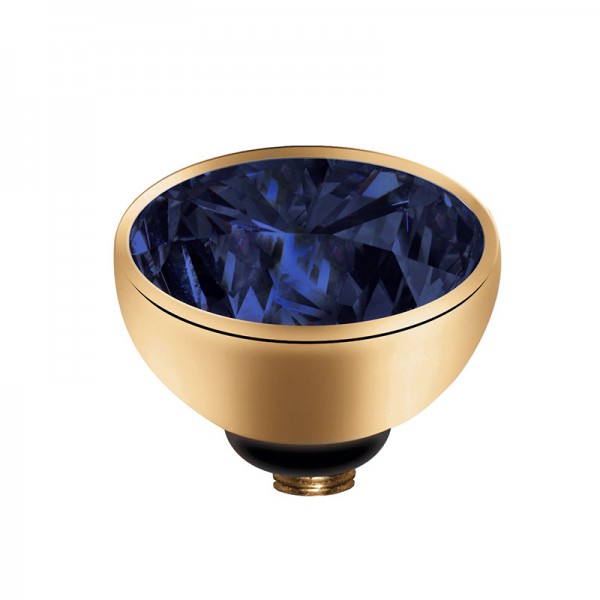 Melano twisted Ringaufsatz, Aufsatz, Fassung Edelstahl goldfarben mit Zirkonia in Farbe Navy Blue