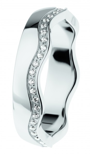 Ernstes Design R578 Evia Ring, Vorsteckring, Edelstahl poliert 5mm, Zirkonia