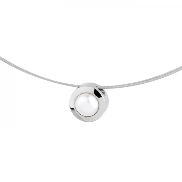 Ernstes Design Evia Set K732 Halskette mit Anhänger Edelstahl, Süßwasser-Button-Perle