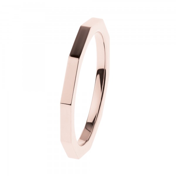 Ernstes Design R586 Evia Ring, Vorsteckring, Edelstahl poliert, rosé beschichtet, 2mm