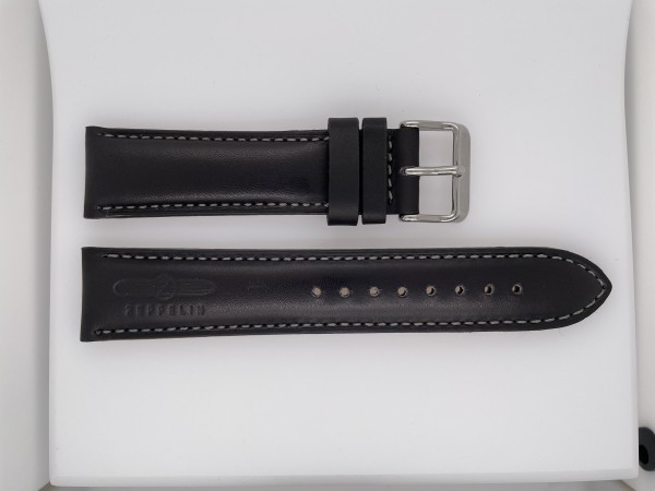 Zeppelin Ersatz Uhrenarmband Leder 22mm schwarz mit Logo