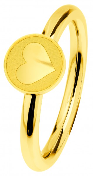Ernstes Design R481 Evia Ring, Vorsteckring, Ring Edelstahl beschichtet goldfarben mit Herz