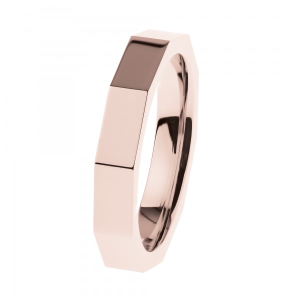 Ernstes Design R589 Evia Ring, Vorsteckring, Edelstahl poliert, rosé beschichtet, 4mm