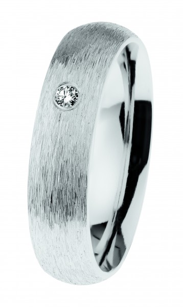 Ernstes Design Ring, Edelstahl geschliffen / poliert mit Brillant, R614