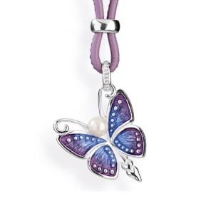 heartbreaker by Drachenfels Flying Purple - Schmetterling Anhänger Silber mit Brandlack und Perle
