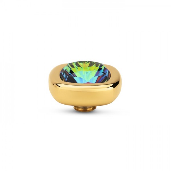 Melano Vivid Quadrate Ringaufsatz Edelstahl goldfarben mit Steinbesatz in Farbe Vitrail medium