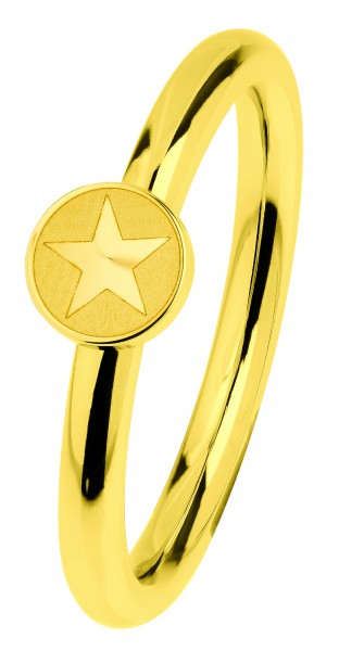 Ernstes Design R484 Evia Ring, Vorsteckring, Ring Edelstahl beschichtet goldfarben mit Stern