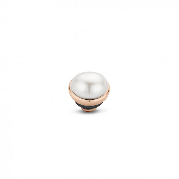 Melano Twisted Ringaufsatz, Fassung Edelstahl rosé beschichtet Pearl weiß 5 mm