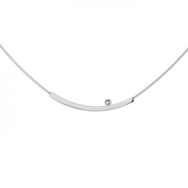 Ernstes Design Set K800 Halskette mit Anhänger, Edelstahl matt, poliert, Brillant TW/SI 0,02 ct-Copy