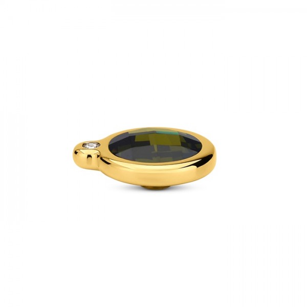 Melano Vivid Joined Ringaufsatz Edelstahl goldfarben beschichtet mit Zirkonia in Farbe Olive VM44