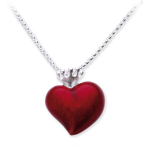 heartbreaker Herz Anhänger für Halskette LD LP 31 RM-II Silber mit Brandlack Rot designed by Drachen