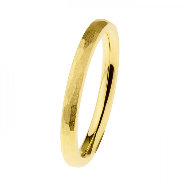 Ernstes Design R540 Evia Ring, Vorsteckring, Edelstahl goldfarben, poliert, facettiert, 2 mm