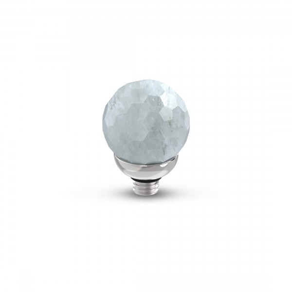 Melano Twisted Ringaufsatz TMB4 Gem Facet Ball Fassung Edelstahl mit weißer Jade