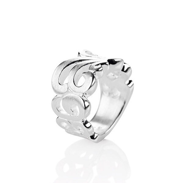 Drachenfels Ring, Perlentau-Kollektion, Ornament Ring Klein, Silber D PET 11