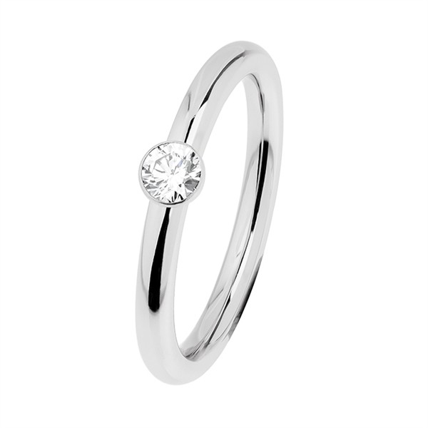 Ernstes Design Evia Ring, Vorsteckring, Ring Edelstahl, Zirkonia white, poliert, R465WH