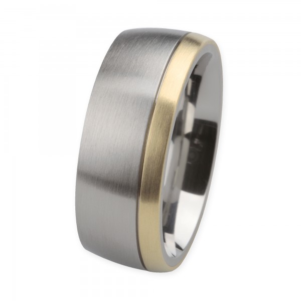 Ernstes Design Ring, Edelstahl matt / 750er Gelbgold, 9 mm, R229.9