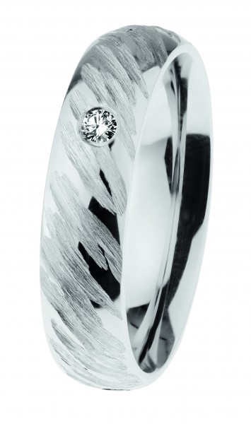 Ernstes Design Ring, Edelstahl geschliffen / poliert mit Brillant, R644