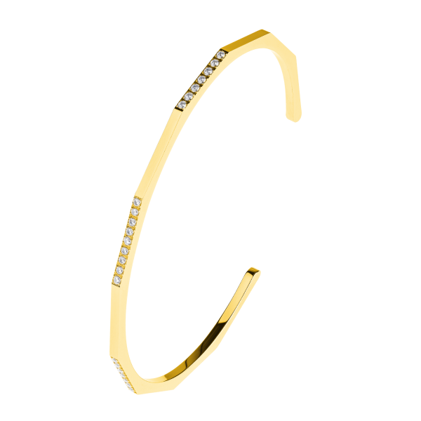 Ernstes Design Armspange, Edelstahl goldfarben beschichtet / poliert mit Zirkonia, A581