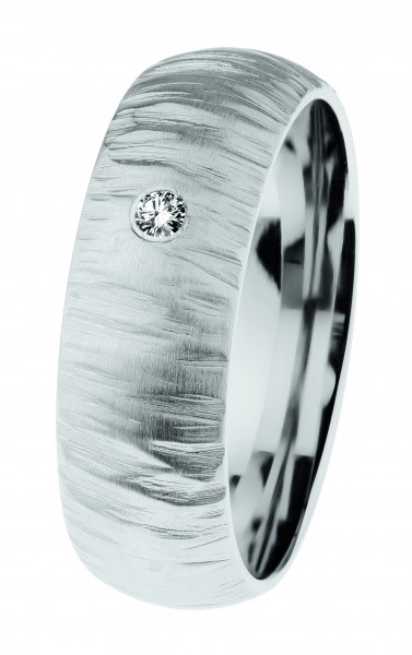 Ernstes Design Ring, Edelstahl geschliffen / poliert mit Brillant, R636