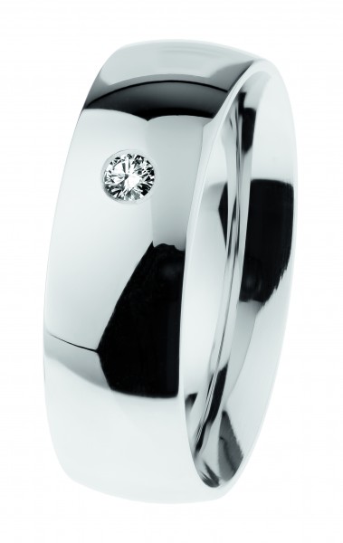 Ernstes Design Ring, Edelstahl poliert mit Brillant, R607