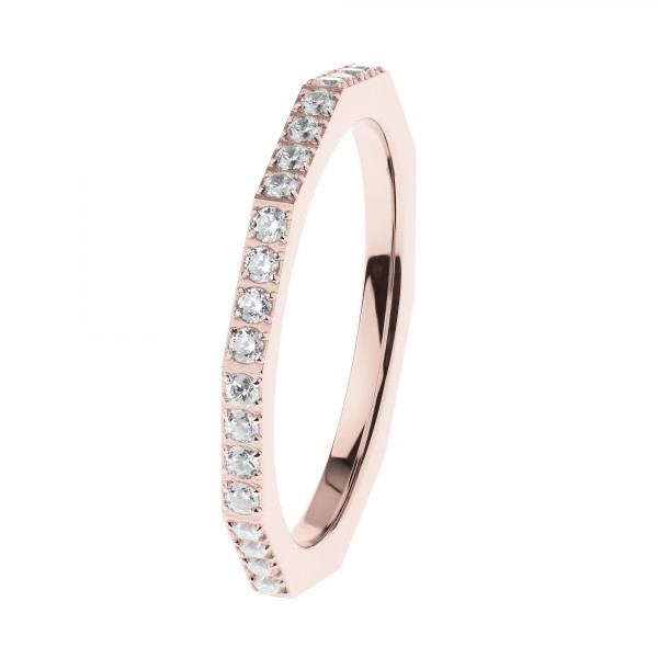 Ernstes Design R595 Evia Ring, Vorsteckring, Edelstahl poliert / rosé beschichtet, 2mm mit Zirkonia