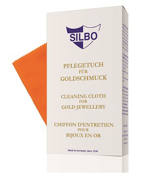 Goldreinigungsmittel Pflegetuch für Goldschmuck von Silbo, Putztuch für gold, Reinigungsmittel