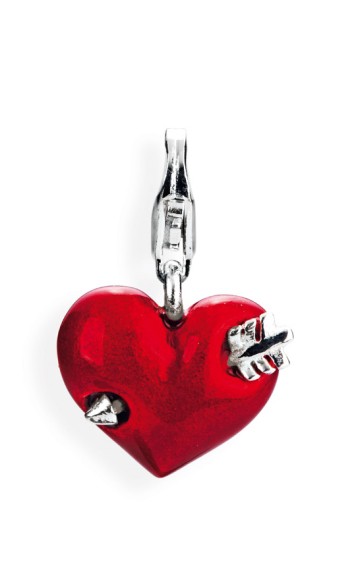 heartbreaker by Drachenfels Charm Herz mit Pfeil aus Silber und Brandlack HB 238