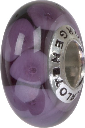 Murano Glaskugel purple GPS-86 / Charm / Bead / Anhänger fürs Bettelarmband