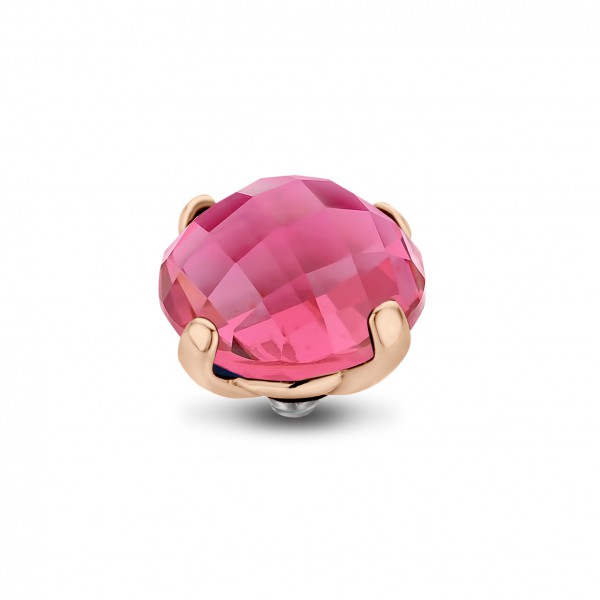 Melano Twisted Ringaufsatz, Fassung Edelstahl rosé mit Zirkonia facettiert in Farbe Rosa