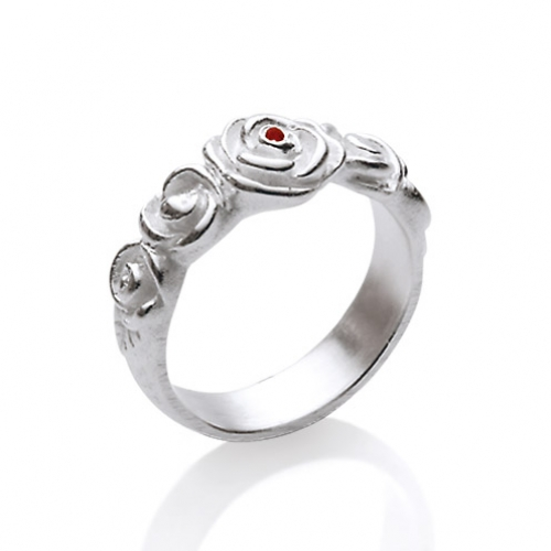 heartbreaker Ring Blüten Silber mit Rubin aus Hildegard K. Kollektion LD HK 11 RP