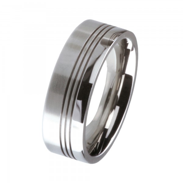 Ernstes Design Ring, Edelstahl matt / poliert, 7 mm, R135
