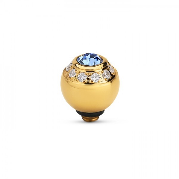 Melano Twisted Ringaufsatz, Fassung, TM94 Ball, Edelstahl goldfarben mit Zirkonia in Crystal / Jeans