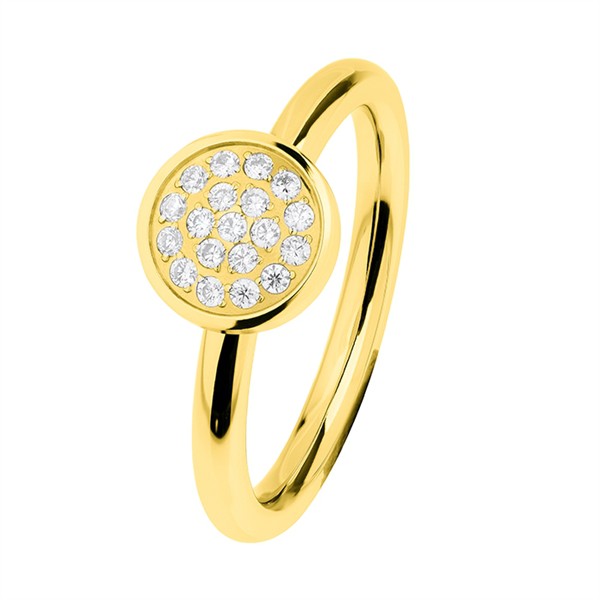 Ernstes Design R463.WH Evia Ring, Vorsteckring, Ring Edelstahl beschichtet goldfarben mit Steinen