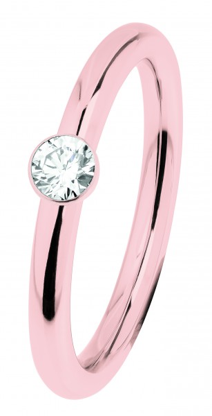 Ernstes Design R467 Evia Ring, Vorsteckring, Ring Edelstahl beschichtet rosé, poliert, mit Steinen
