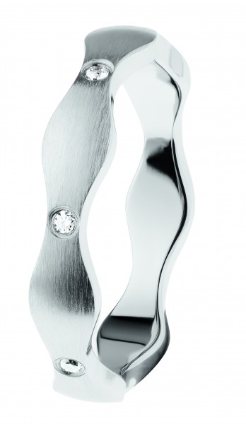 Ernstes Design R574 Evia Ring, Vorsteckring, Edelstahl mattiert 4mm, Zirkonia