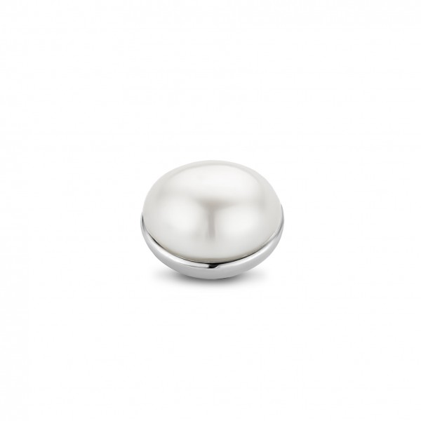 Melano Twisted Ringaufsatz, Fassung Edelstahl Pearl weiß 10 mm
