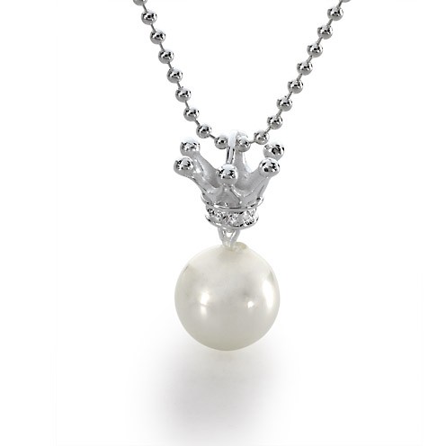 heartbreaker Perle mit Krone Anhänger für Halskette LD LP 42 Silber mit Zirkonia