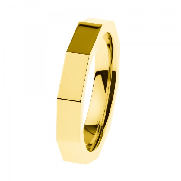 Ernstes Design R588 Evia Ring, Vorsteckring, Edelstahl poliert, goldfarben beschichtet, 4mm