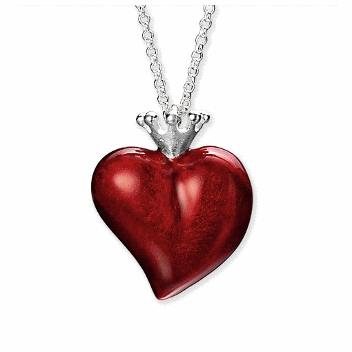 heartbreaker Herz mit Krone Anhänger für Halskette LD LP 32 RM-II Silber mit Brandlack Rot