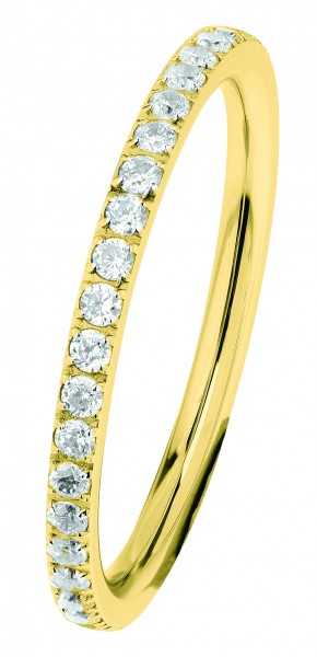 Ernstes Design R454 Evia Ring, Vorsteckring, Ring Edelstahl beschichtet goldfarben mit Steinen