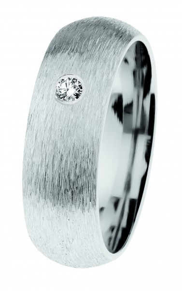 Ernstes Design Ring, Edelstahl geschliffen / poliert mit Brillant, R617