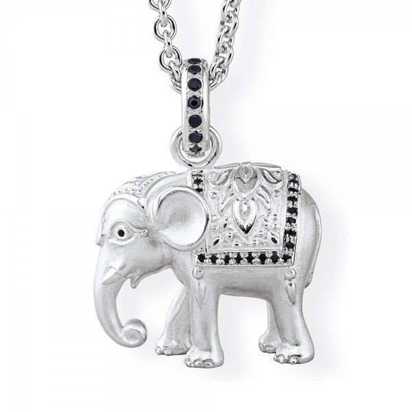 Drachenfels Ganesha - Kollektion, Anhänger Elefant Groß, Silber mit Spinell