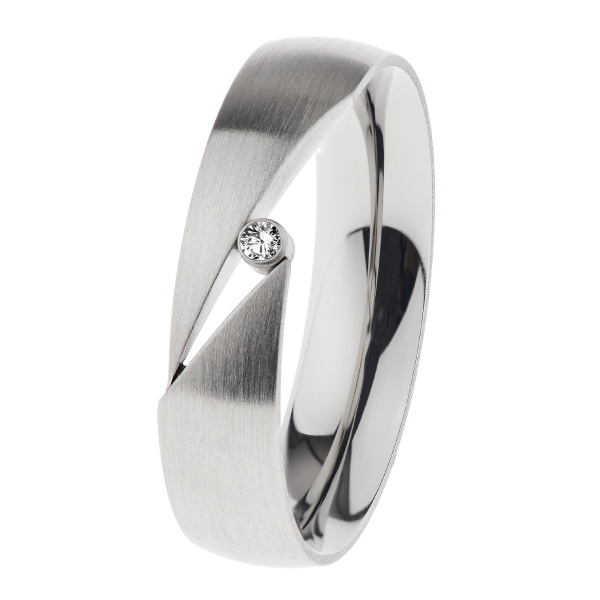 Ernstes Design Brillant Ring Edelstahl matt / poliert R720