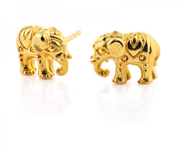 Drachenfels Ganesha-Kollektion, 1 Paar Ohrstecker Elefanten, Silber goldplattiert D GAN 21 AGG
