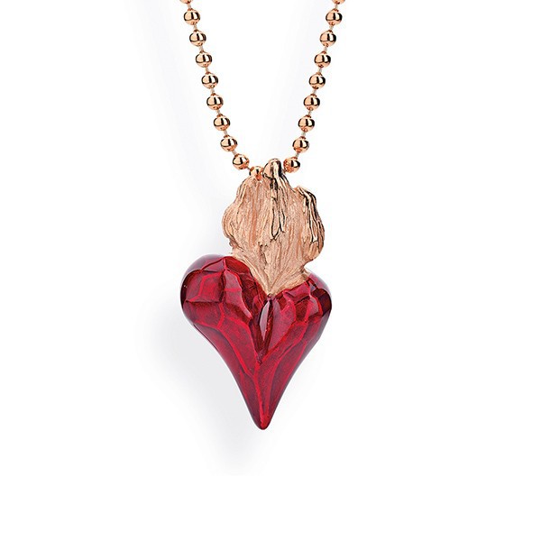 Drachenfels Flammeninferno Kollektion Anhänger Mini Herz Silber rosé mit Brandlack