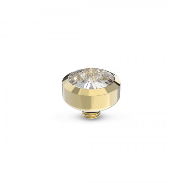 Melano Twisted Ringaufsatz TMB8 Glossy Fassung Edelstahl goldfarben mit Zirkonia in Farbe kristall