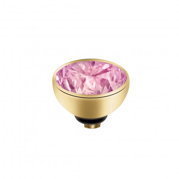 Melano twisted Ringaufsatz, Aufsatz, Fassung Edelstahl goldfarben mit Zirkonia in Farbe Blossom