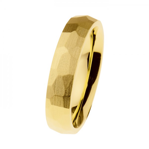 Ernstes Design R543 Evia Ring, Vorsteckring, Edelstahl goldfarben beschichtet, poliert, facettiert