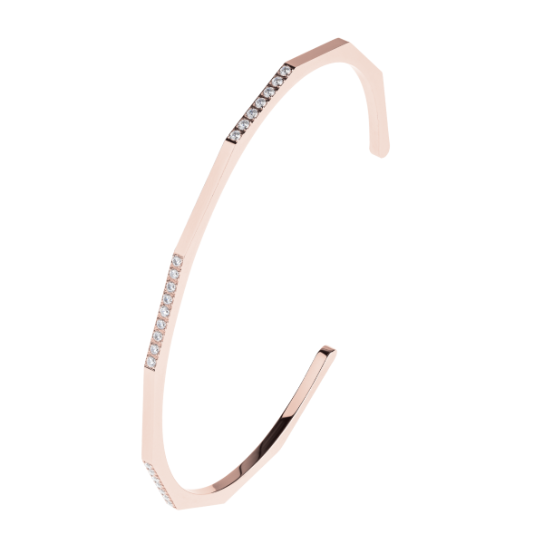 Ernstes Design Armspange, Edelstahl rosé beschichtet / poliert mit Zirkonia, A582